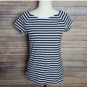 LAUREN BY RALPH LAUREN Striped Navy  and White Women's Top Size Large Petite